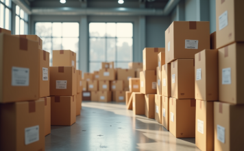 Les meilleures adresses pour trouver des cartons de colis Caisses en carton empilees dans un entrepot lumineux