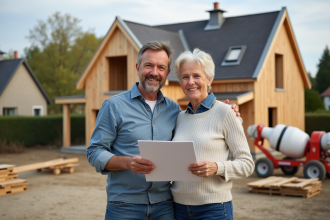 Couple français devant un chantier en construction
