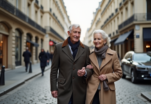 France : où vivent les plus riches ? Classement des villes les plus aisées Vieux couple élégant se promenant dans une rue parisienne