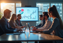 Groupe de professionnels collaborant autour d'une table moderne