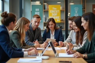Groupe de professionnels en réunion de travail