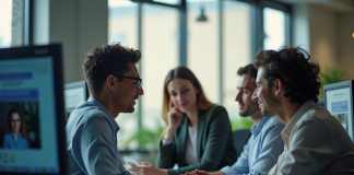 Espace de bureau moderne avec professionnels collaborant