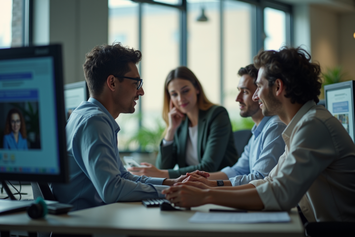 Espace de bureau moderne avec professionnels collaborant