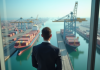 Cadre d’un cadre confiant regardant un port animé