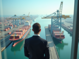 Salaire de CMA CGM : repères sur la rémunération des dirigeants du transport maritime Cadre d’un cadre confiant regardant un port animé