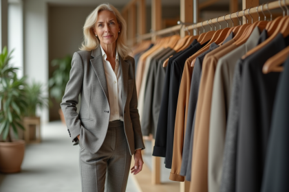 Femme élégante dans une boutique de vêtements moderne
