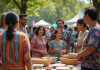 Soutenir la diversité culturelle : impact de la communauté locale Groupe divers d adultes et enfants lors d une fete communautaire en plein air