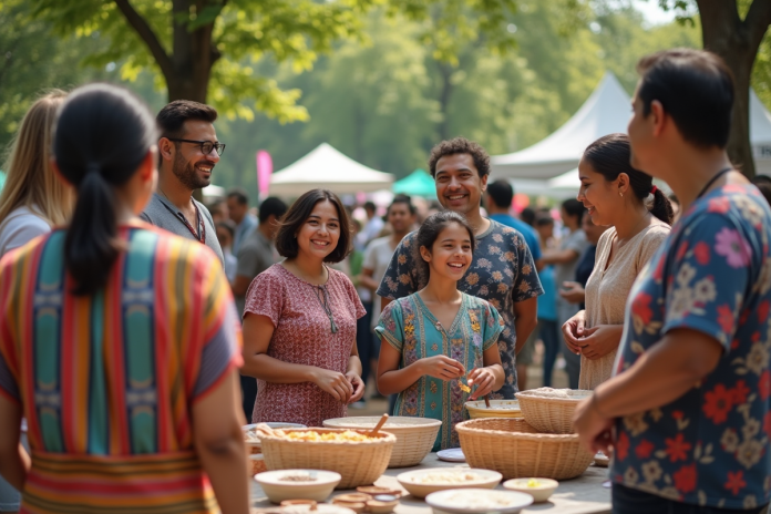 fete-communautaire-ethnique Groupe divers d adultes et enfants lors d une fete communautaire en plein air