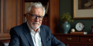 Analyse de la fortune d’Eddy Mitchell : les enseignements à tirer pour votre finance personnelle Homme âgé en costume regardant des documents financiers dans un bureau