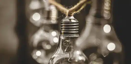 clear glass light bulb in tilt shift lens