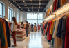 Intérieur d un magasin de vêtements moderne avec clients
