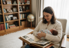 L’album photo de naissance, un souvenir intemporel pour votre famille Maman et bébé regardent un album photo dans le salon